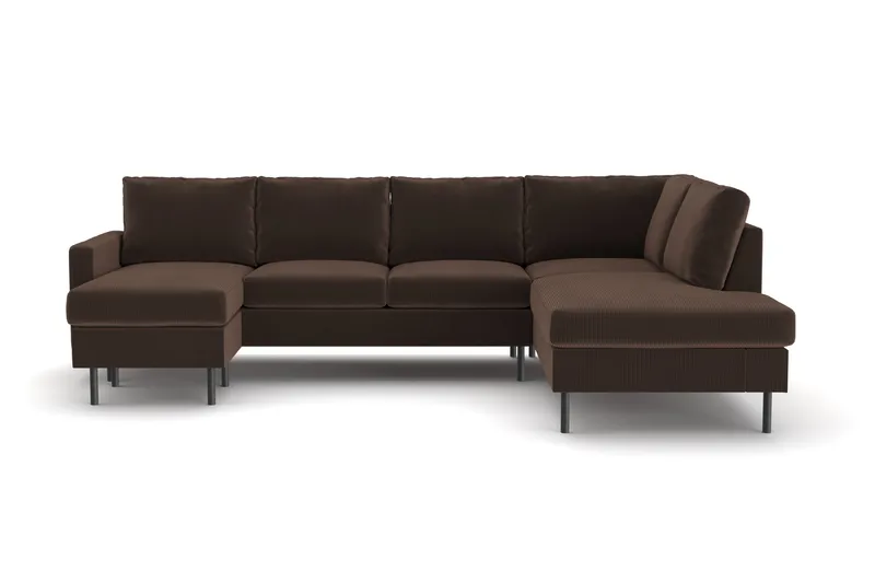 Peppe 4-sits Högervänd U-formad Soffa med Divan och Schäslong i Manchester - Brun - Products - Möbler - Soffa - U-soffa