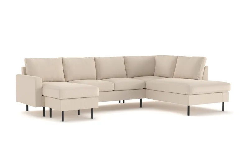 Peppe 4-sits Högervänd U-formad Soffa med Divan och Schäslong i Manchester - Greige - Products - Möbler - Soffa - U-soffa