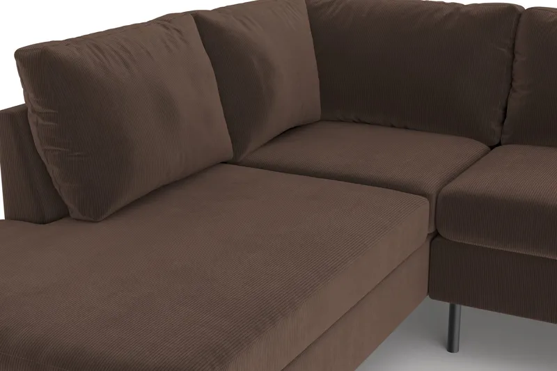 Peppe 4-sits Vänstervänd L-formad Schäslongsoffa i Manchester - Brun - Products - Möbler - Soffa - Divansoffa & schäslongsoffa