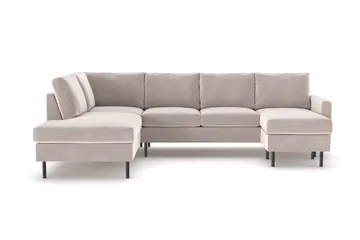 Peppe 4-sits Vänstervänd U-formad Soffa med Divan och Schäslong i Manchester - Beige - Products - Möbler - Soffa - Sammetssoffa