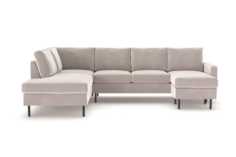 Peppe 4-sits Vänstervänd U-formad Soffa med Divan och Schäslong i Manchester - Beige - Products - Möbler - Soffa - Sammetssoffa