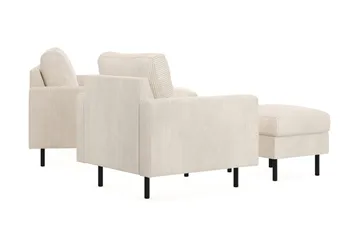 Peppe Soffgrupp 3-sits Soffa + Fåtölj + Fotpall i Manchester - Beige - Products - Möbler - Soffa - Soffgrupp