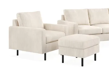 Peppe Soffgrupp 3-sits Soffa + Fåtölj + Fotpall i Manchester - Beige - Products - Möbler - Soffa - Soffgrupp