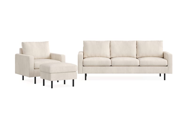 Peppe Soffgrupp 3-sits Soffa + Fåtölj + Fotpall i Manchester - Beige - Products - Möbler - Soffa - Soffgrupp