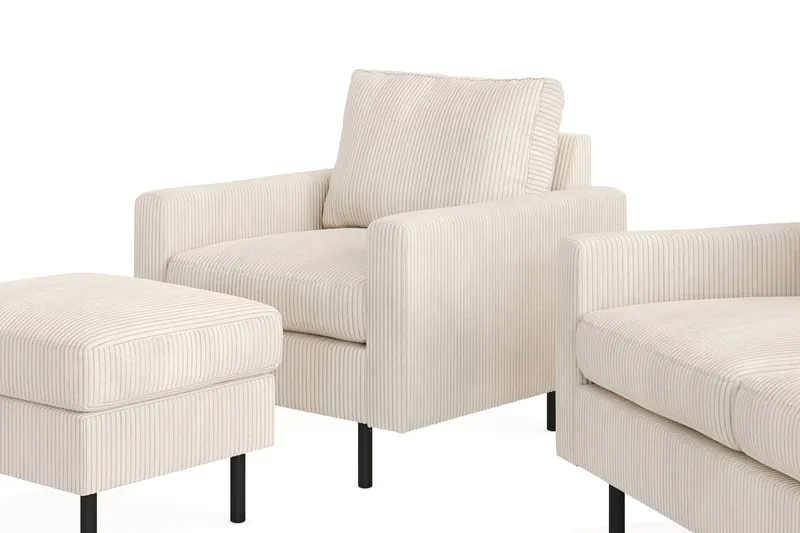 Peppe Soffgrupp 3-sits Soffa + Fåtölj + Fotpall i Manchester - Beige - Products - Möbler - Soffa - Soffgrupp