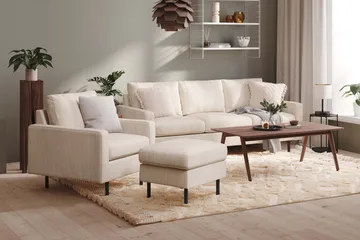 Peppe Soffgrupp 3-sits Soffa + Fåtölj + Fotpall i Manchester - Beige - Products - Möbler - Soffa - Soffgrupp