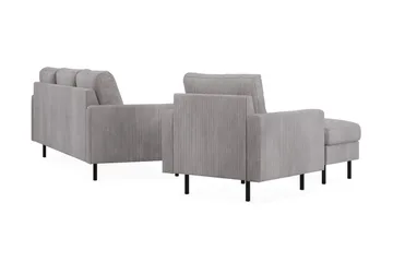 Peppe Soffgrupp 3-sits Soffa + Fåtölj + Fotpall i Manchester - Grå - Products - Möbler - Soffa - Soffgrupp
