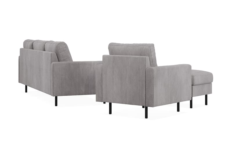 Peppe Soffgrupp 3-sits Soffa + Fåtölj + Fotpall i Manchester - Grå - Products - Möbler - Soffa - Soffgrupp