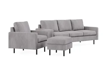 Peppe Soffgrupp 3-sits Soffa + Fåtölj + Fotpall i Manchester - Grå - Products - Möbler - Soffa - Soffgrupp