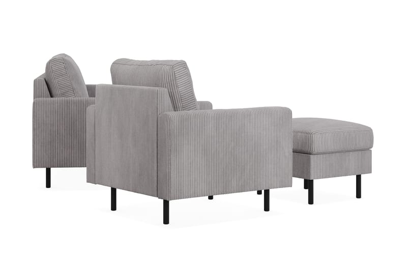 Peppe Soffgrupp 3-sits Soffa + Fåtölj + Fotpall i Manchester - Grå - Products - Möbler - Soffa - Soffgrupp