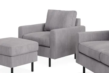 Peppe Soffgrupp 3-sits Soffa + Fåtölj + Fotpall i Manchester - Grå - Products - Möbler - Soffa - Soffgrupp