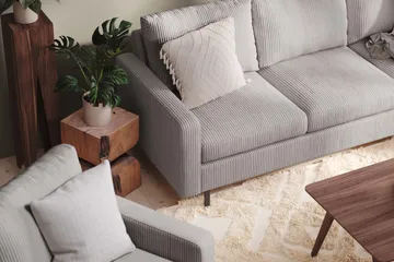 Peppe Soffgrupp 3-sits Soffa + Fåtölj + Fotpall i Manchester - Grå - Products - Möbler - Soffa - Soffgrupp