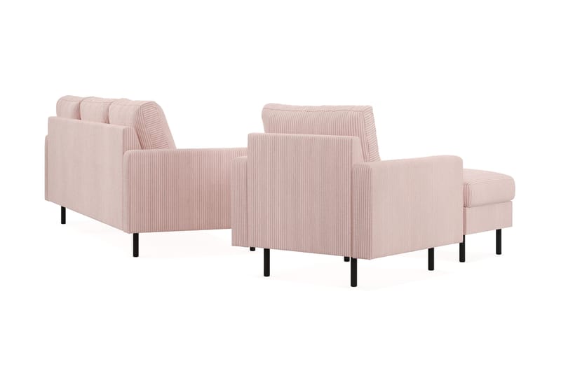 Peppe Soffgrupp 3-sits Soffa + Fåtölj + Fotpall i Manchester - Rosa - Products - Möbler - Soffa - Soffgrupp