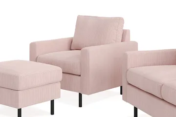 Peppe Soffgrupp 3-sits Soffa + Fåtölj + Fotpall i Manchester - Rosa - Products - Möbler - Soffa - Soffgrupp