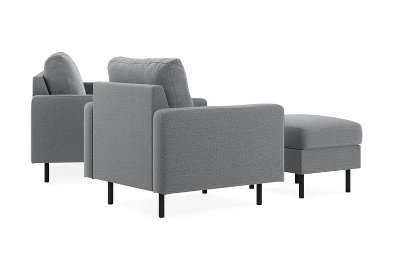 Peppe Soffgrupp 3-sits Soffa + Fåtölj + Fotpall i Tyg - Ljusgrå - Products - Möbler - Soffa - Soffgrupp