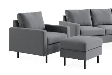 Peppe Soffgrupp 3-sits Soffa + Fåtölj + Fotpall i Tyg - Ljusgrå - Products - Möbler - Soffa - Soffgrupp