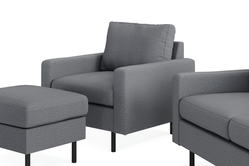 Peppe Soffgrupp 3-sits Soffa + Fåtölj + Fotpall i Tyg - Ljusgrå - Products - Möbler - Soffa - Soffgrupp