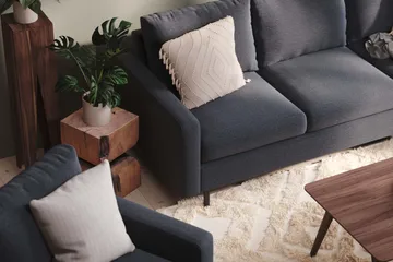 Peppe Soffgrupp 3-sits Soffa + Fåtölj + Fotpall i Tyg - Mörkgrå - Products - Möbler - Soffa - Soffgrupp