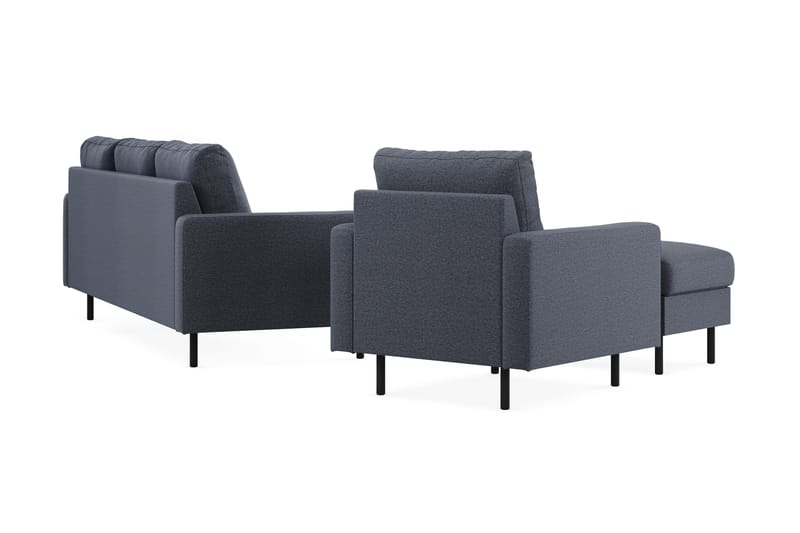Peppe Soffgrupp 3-sits Soffa + Fåtölj + Fotpall i Tyg - Mörkgrå - Products - Möbler - Soffa - Soffgrupp