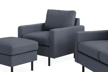 Peppe Soffgrupp 3-sits Soffa + Fåtölj + Fotpall i Tyg - Mörkgrå - Products - Möbler - Soffa - Soffgrupp