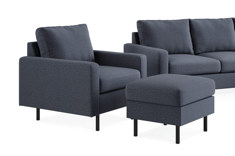 Peppe Soffgrupp 3-sits Soffa + Fåtölj + Fotpall i Tyg - Mörkgrå - Products - Möbler - Soffa - Soffgrupp