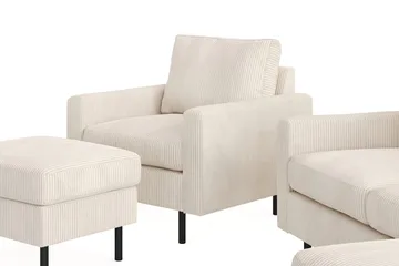 Peppe Soffgrupp 3-sits Vändbar L-formad Divansoffa + Fåtölj + Fotpall i Manchester - Beige - Products - Möbler - Soffa - Soffgrupp
