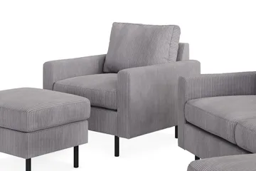 Peppe Soffgrupp 3-sits Vändbar L-formad Divansoffa + Fåtölj + Fotpall i Manchester - Mörkgrå - Products - Möbler - Soffa - Soffgrupp