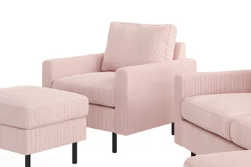 Peppe Soffgrupp 3-sits Vändbar L-formad Divansoffa + Fåtölj + Fotpall i Manchester - Rosa - Products - Möbler - Soffa - Soffgrupp