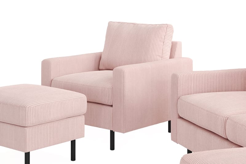 Peppe Soffgrupp 3-sits Vändbar L-formad Divansoffa + Fåtölj + Fotpall i Manchester - Rosa - Products - Möbler - Soffa - Soffgrupp