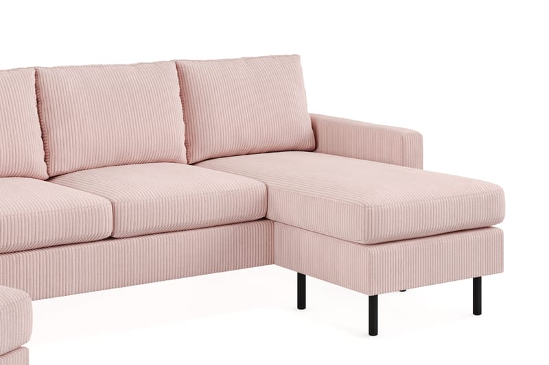 Peppe Soffgrupp 3-sits Vändbar L-formad Divansoffa + Fåtölj + Fotpall i Manchester - Rosa - Products - Möbler - Soffa - Soffgrupp