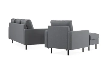Peppe Soffgrupp 3-sits Vändbar L-formad Divansoffa + Fåtölj + Fotpall i Tyg - Ljusgrå - Products - Möbler - Soffa - Soffgrupp