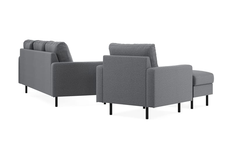 Peppe Soffgrupp 3-sits Vändbar L-formad Divansoffa + Fåtölj + Fotpall i Tyg - Ljusgrå - Products - Möbler - Soffa - Soffgrupp