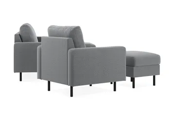 Peppe Soffgrupp 3-sits Vändbar L-formad Divansoffa + Fåtölj + Fotpall i Tyg - Ljusgrå - Products - Möbler - Soffa - Soffgrupp