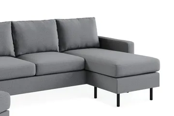 Peppe Soffgrupp 3-sits Vändbar L-formad Divansoffa + Fåtölj + Fotpall i Tyg - Ljusgrå - Products - Möbler - Soffa - Soffgrupp