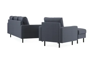 Peppe Soffgrupp 3-sits Vändbar L-formad Divansoffa + Fåtölj + Fotpall i Tyg - Mörkgrå - Products - Möbler - Soffa - Soffgrupp