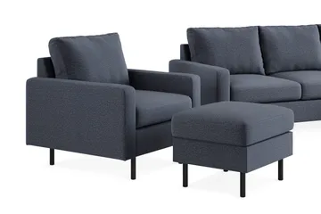 Peppe Soffgrupp 3-sits Vändbar L-formad Divansoffa + Fåtölj + Fotpall i Tyg - Mörkgrå - Products - Möbler - Soffa - Soffgrupp