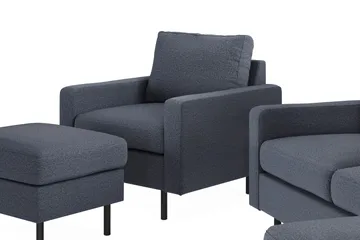 Peppe Soffgrupp 3-sits Vändbar L-formad Divansoffa + Fåtölj + Fotpall i Tyg - Mörkgrå - Products - Möbler - Soffa - Soffgrupp