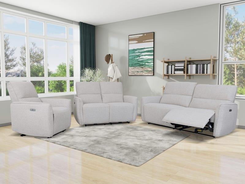 Reclinersoffa 2-sits elektrisk ställbar - Bouclè - Ljusgrå - Products - Möbler - Soffa - Biosoffa & reclinersoffa