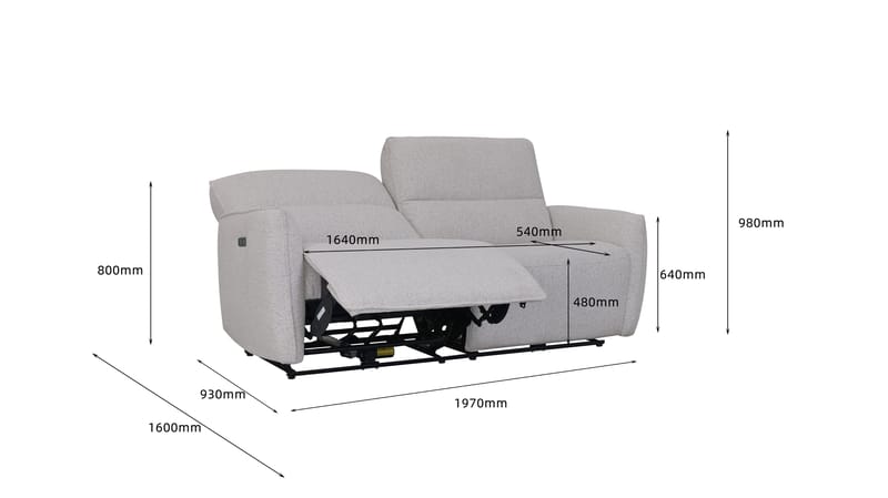 Reclinersoffa 3-sits - Ljus bouclè - Eldriven - Ljusgrå - Products - Möbler - Soffa - Biosoffa & reclinersoffa