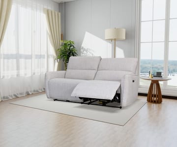 Reclinersoffa 3-sits - Ljus bouclè - Eldriven - Ljusgrå - Products - Möbler - Soffa - Biosoffa & reclinersoffa