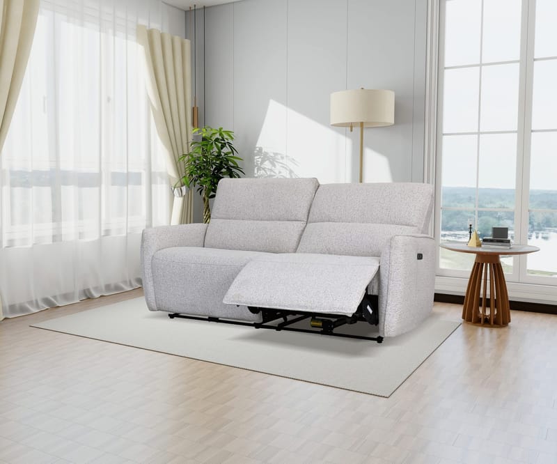 Reclinersoffa 3-sits - Ljus bouclè - Eldriven - Ljusgrå - Products - Möbler - Soffa - Biosoffa & reclinersoffa