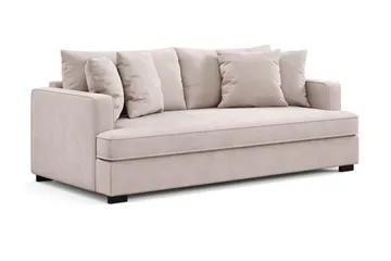 Rossita 3-sits Djup Sammetsoffa med hel dyna - Beige - Products - Möbler - Soffa - 3 sits soffa