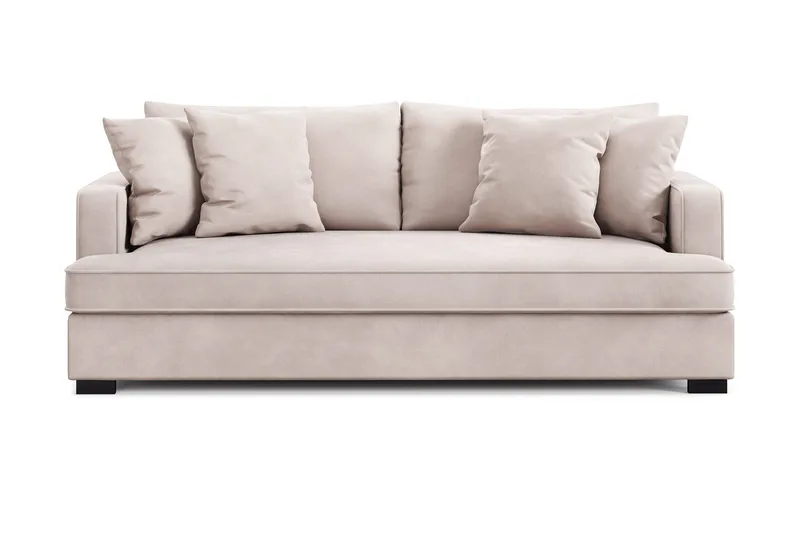 Rossita 3-sits Djup Sammetsoffa med hel dyna - Beige - Products - Möbler - Soffa - 3 sits soffa