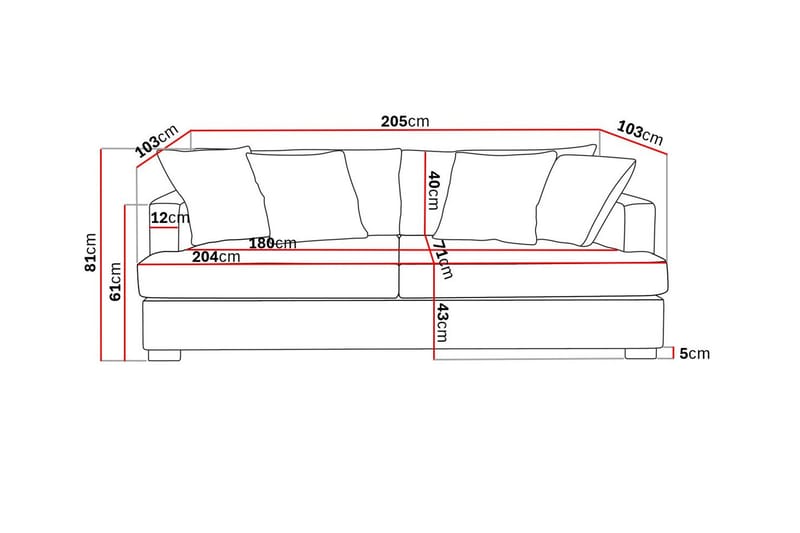 Rossita 3-sits Djup Soffa i Chenille - Beige - Products - Möbler - Soffa - 3 sits soffa
