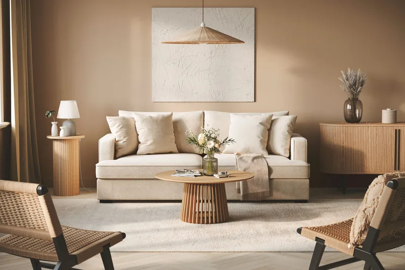 Rossita 3-sits Djup Soffa i Chenille - Beige - Products - Möbler - Soffa - 3 sits soffa