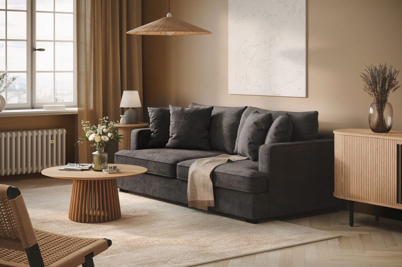 Rossita 3-sits Djup Soffa i Chenille - Svart - Products - Möbler - Soffa - 3 sits soffa