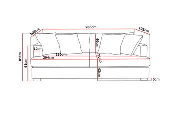 Rossita 3-sits Djup Soffa i Manchester - Beige - Products - Möbler - Soffa - 3 sits soffa