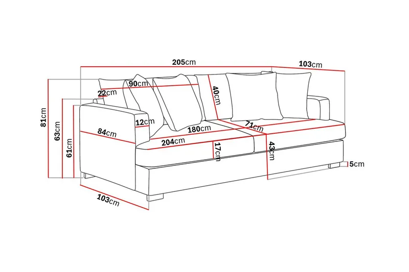 Rossita 3-sits Djup Soffa i Manchester - Greige - Products - Möbler - Soffa - 3 sits soffa