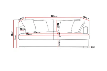 Rossita 3-sits Djup Soffa i Manchester - Offwhite - Products - Möbler - Soffa - 3 sits soffa