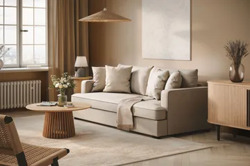 Rossita 3-sits Djup Soffa med Hel dyna i Bouclé - Beige - Products - Möbler - Soffa - 3 sits soffa
